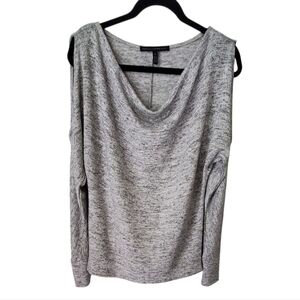 White House Black Market  Gray Heather Long Sleeve Cowl Neck Sweater Top Size M